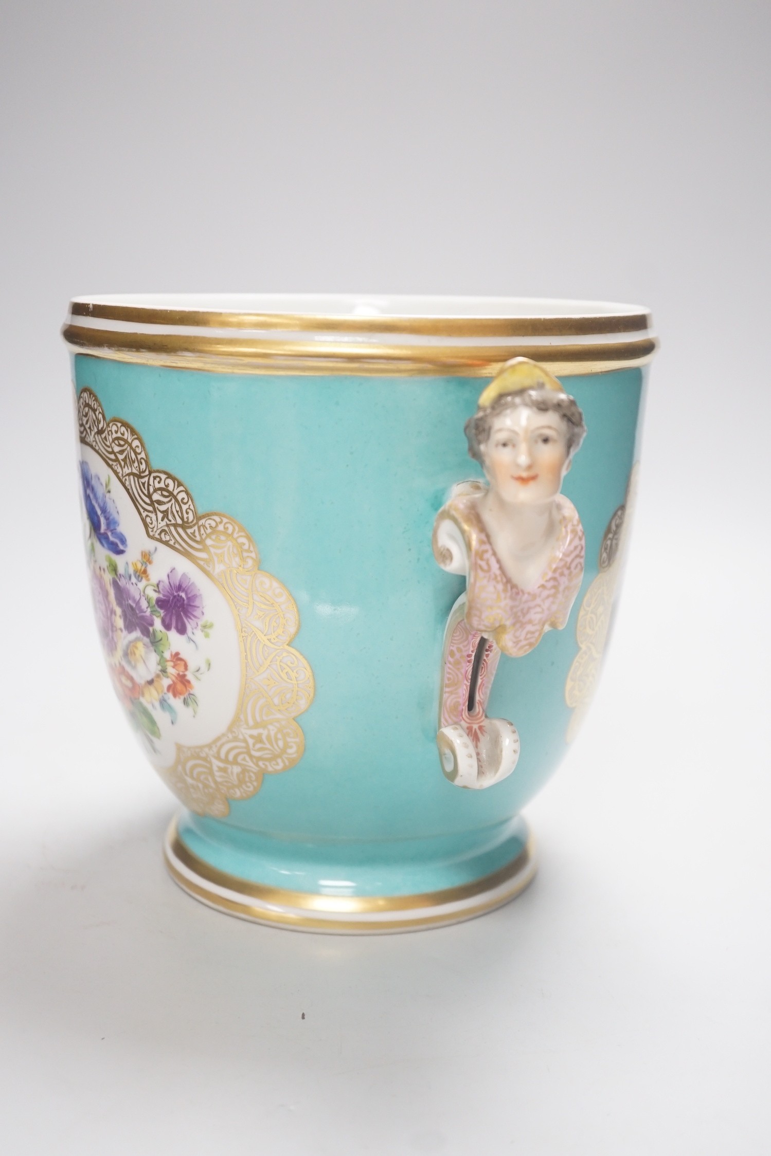 A Dresden two handled cache pot, by Helena Wolfsohn , 19cm